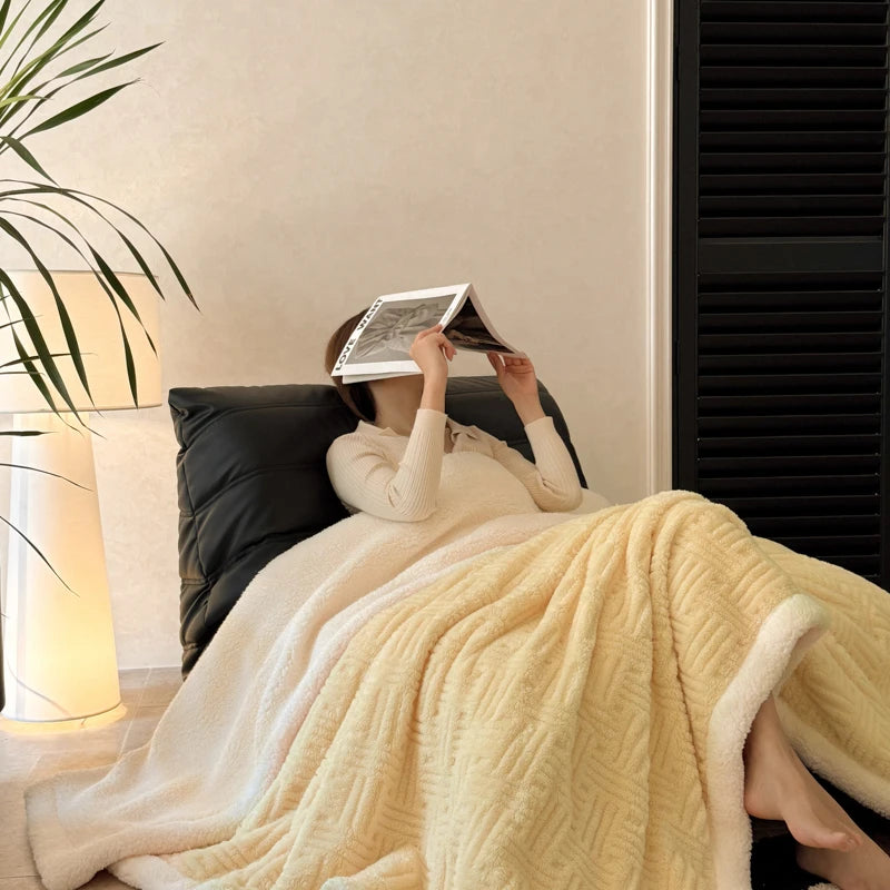 Throw Blanket, Double-Layer Vertical And Horizontal Striped Blanket,