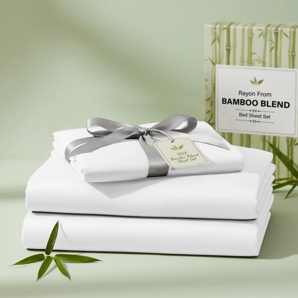 3/4 Pieces Bamboo Blend Sheet - Polyester & Bamboo Viscose Cooling Bed Sheets,