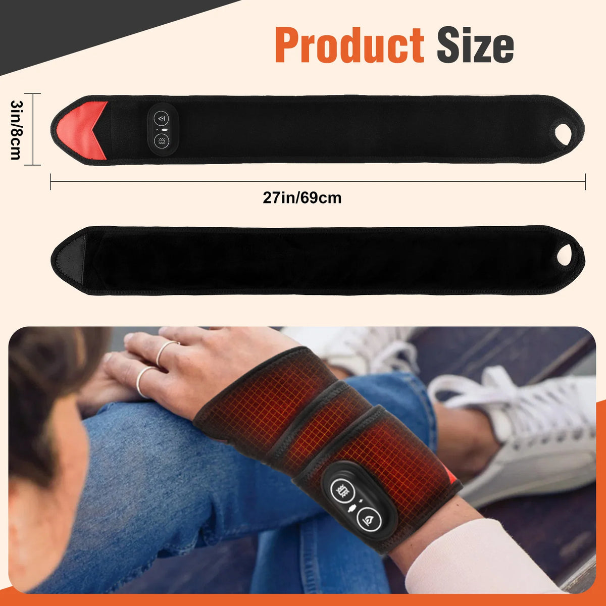 Red Light Vibration Heating Wrap Versatile Heating Pad Wrap for Knee, Elbow, Wrist, Ankle, Body