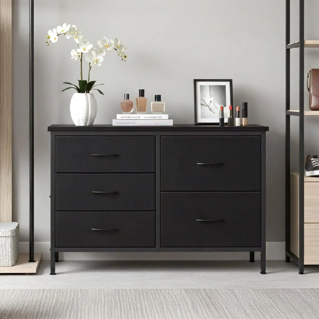 MCQ Cabinet With 5 Fabric Drawers Metal Frame