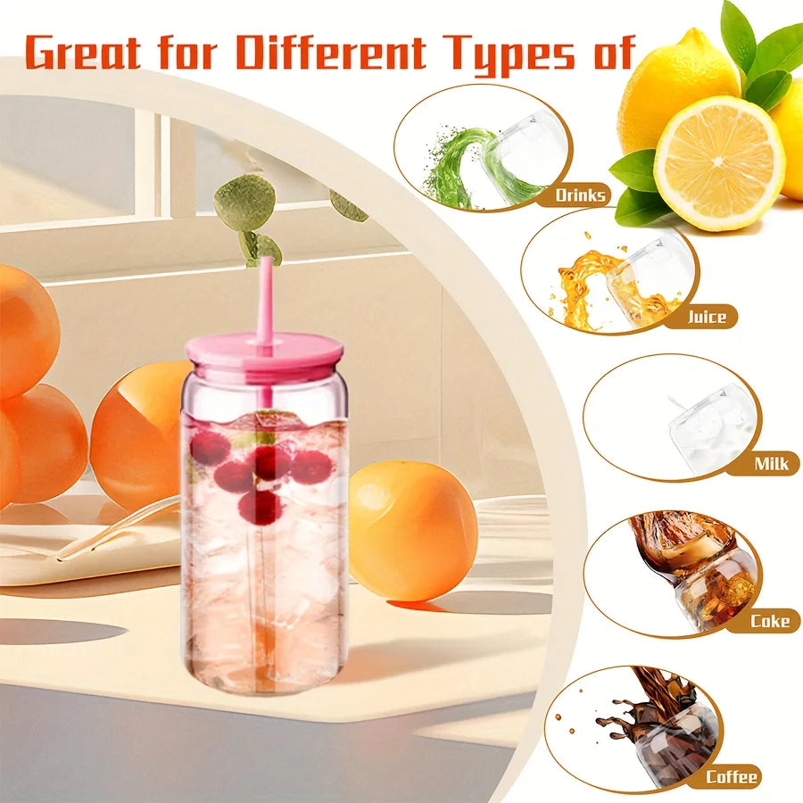 25 Pack Mason Jar Style 16oz Reusable Tumbler with Leak-Proof Lids & Straws
