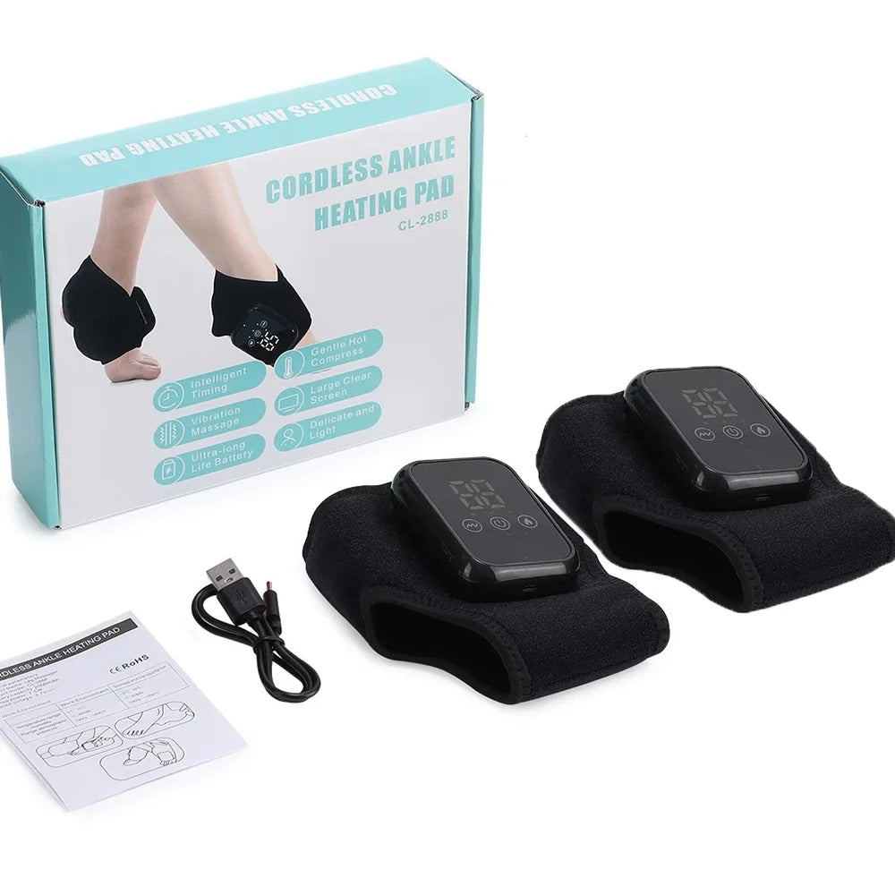 Electric Foot Ankle Massager, Hot Compress Pain Relief,