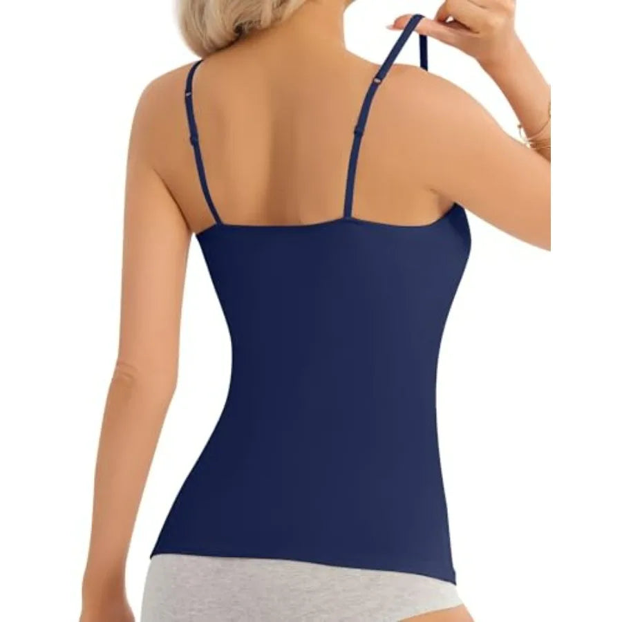 5 Pack Cotton Tank Tops with Built in Bras for Women