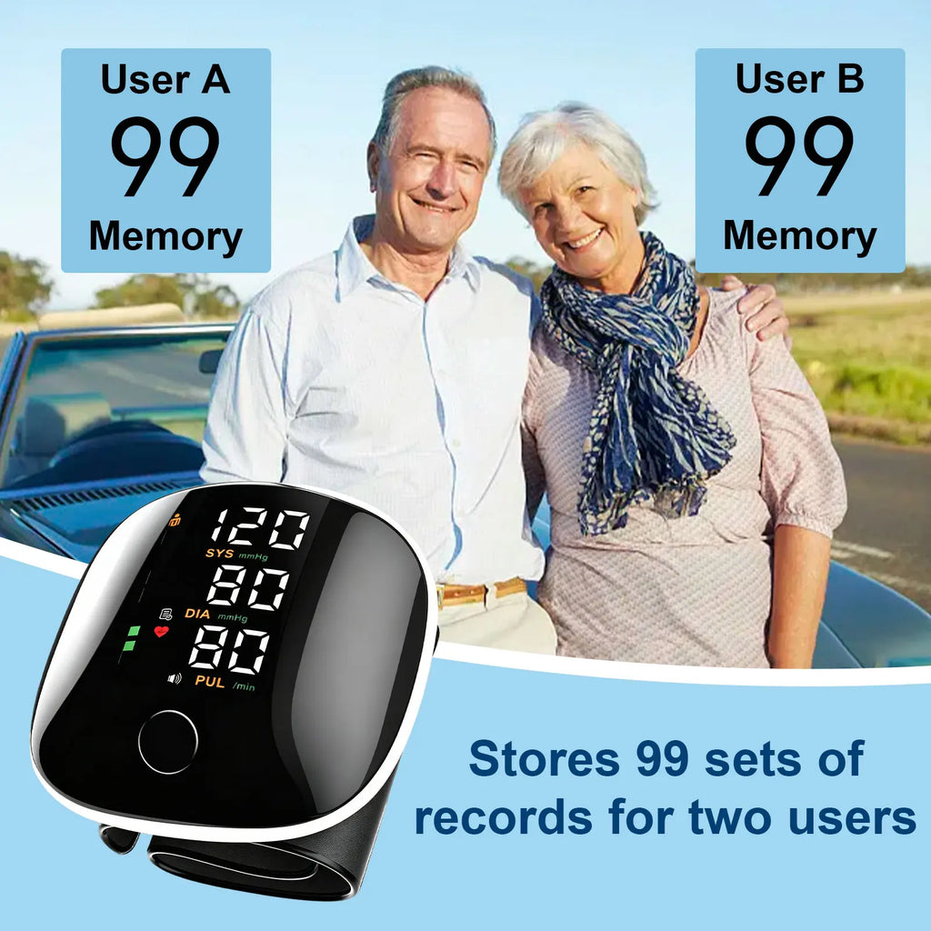 Rechargeable Wrist Blood Pressure Monitor for Home Use, Digital BP Machine with LED Backlit Display, Voice Broadcast, 240 Memory Storage, Built-In Heart Rate Detection & Portable Storage Case