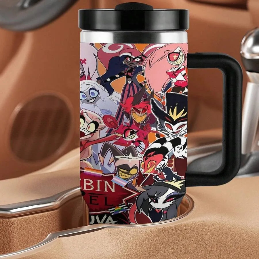 40ozv  Hazbin Insulated Tumbler With Handle And Straw Lid
