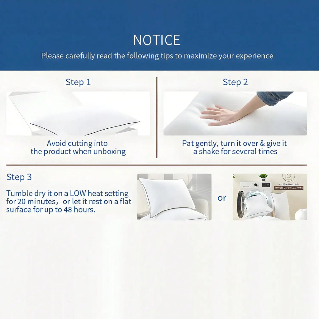 Deluxe 5 Star Hotel Quality Pillows, King Bed Size