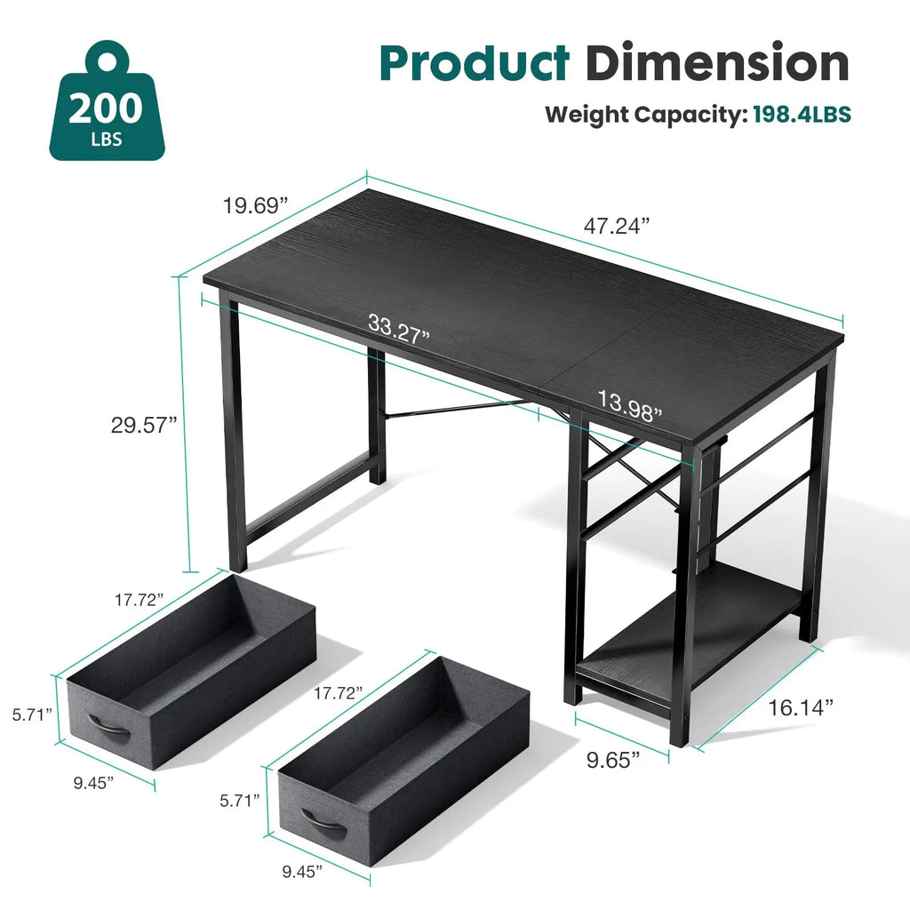 40in/47IN Computer Desk with 2 Drawers