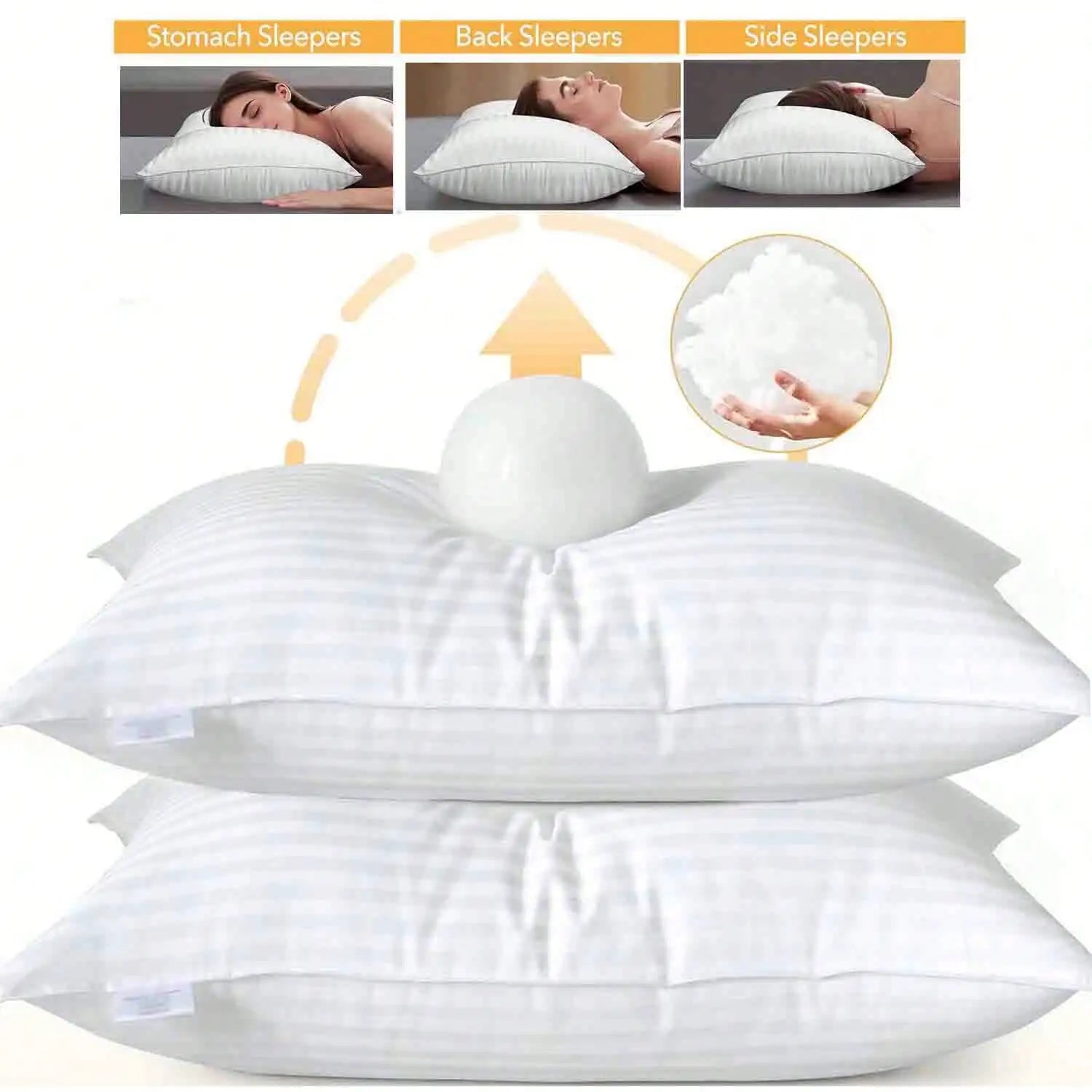 Deluxe 5 Star Hotel Quality Pillows, King Bed Size