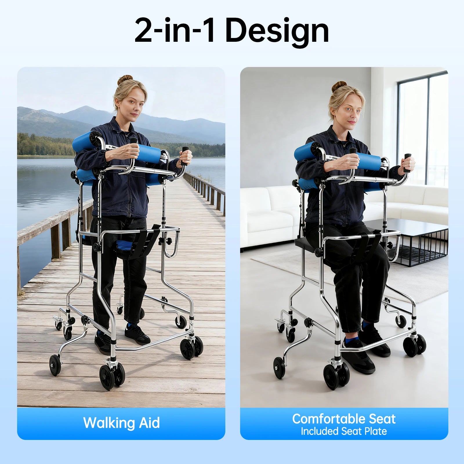 Standing Walker Height Width Adjustable For Impaired Elderly