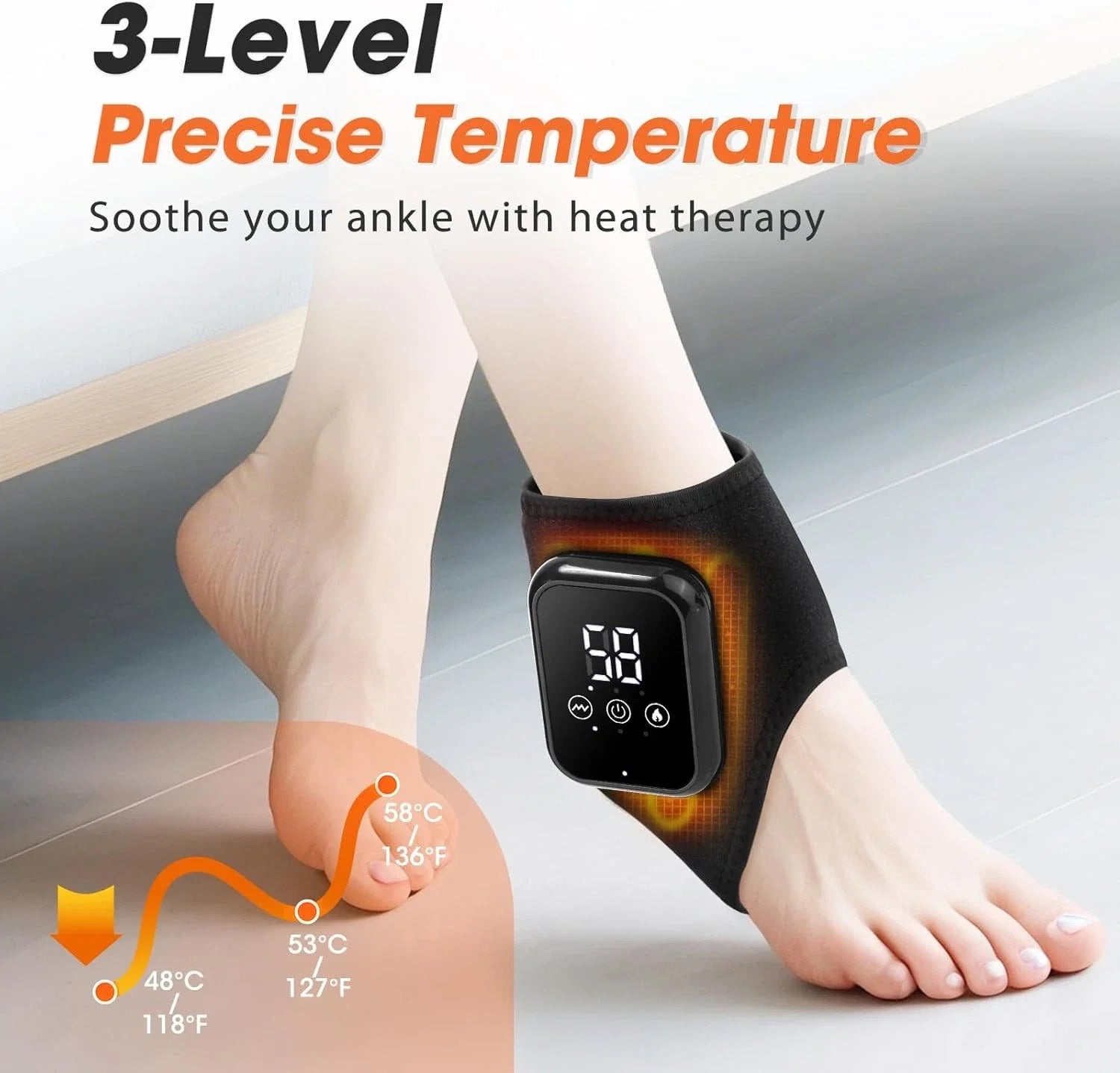Electric Foot Ankle Massager, Hot Compress Pain Relief,