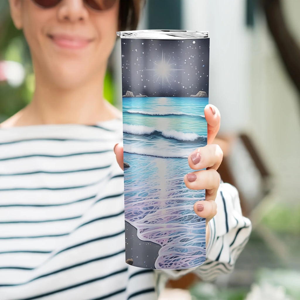 1pc Cup, Summer Beach, Ocean, Personalized Cup With Straw Cap, 20 Oz Stainless Steel Water Bottle, Summer Ice Glass, Summer And Winter Drinks, For Christmas Gifts, Valentine's Day Gifts, Birthday Gifts, Outdoor Travel Accesso