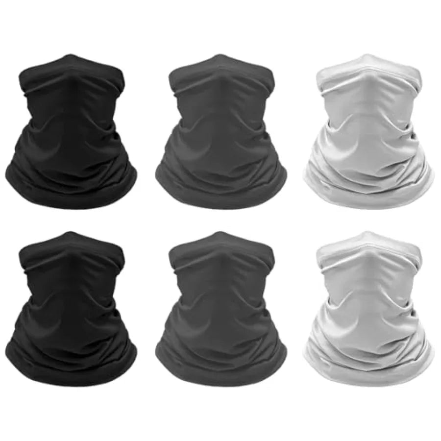 6 Pack Cooling Neck Gaiter Face Cover Mask Summer Breathable Dust UV Bandana Scarf for Men Women Fishing Running Cycling