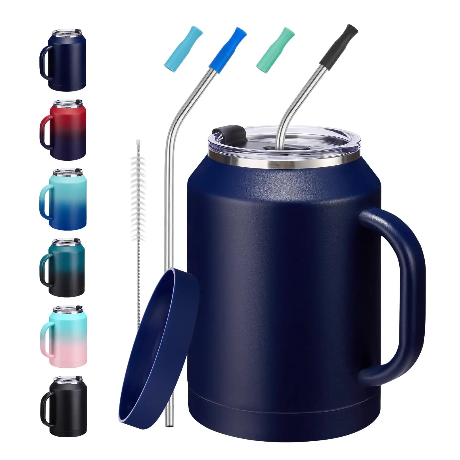 50 oz Insulated Tumbler with Handle and Straw