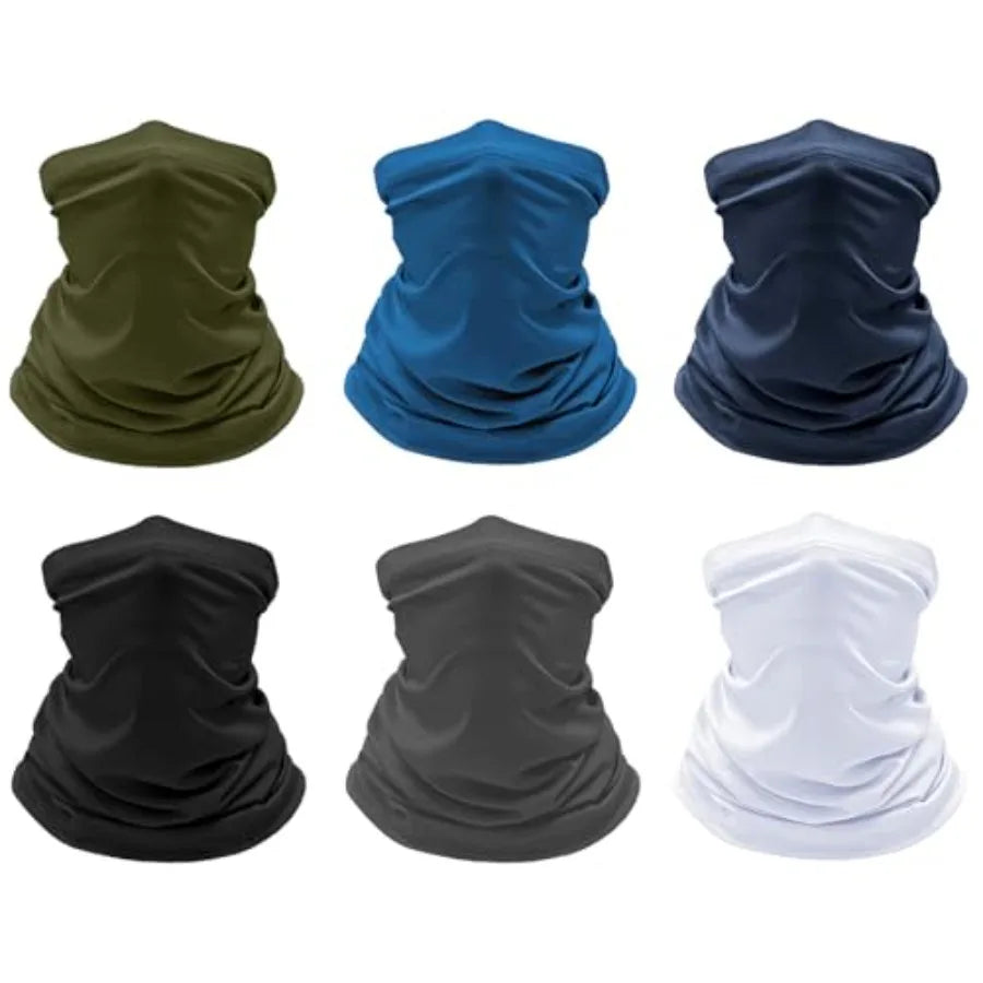 6 Pack Cooling Neck Gaiter Face Cover Mask Summer Breathable Dust UV Bandana Scarf for Men Women Fishing Running Cycling