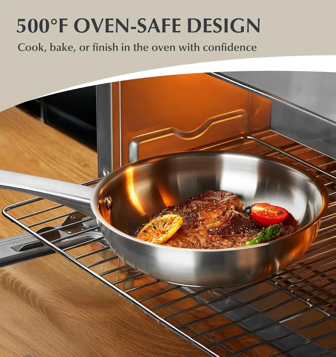 10 Piece Stainless Steel Pots and Pans Set,  Oven Safe to 450°F
